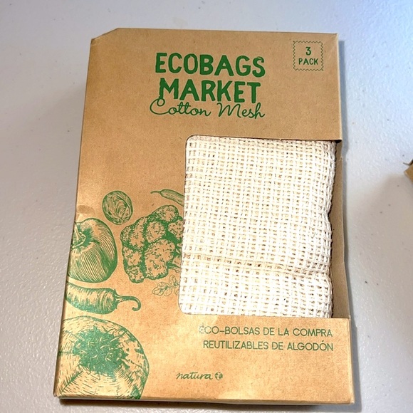 Natura ECOBAGS 3 bags Cotton Mesh Market Produce Reusable S,M,L Produce laundry - Picture 3 of 12
